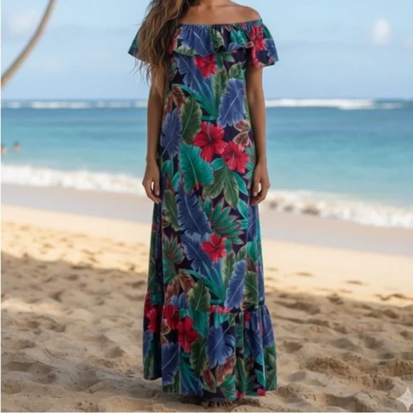 vintage Hilo Hattie Original Hawaiian Muumuu dress in a tropical floral I have 2 - Picture 1 of 12